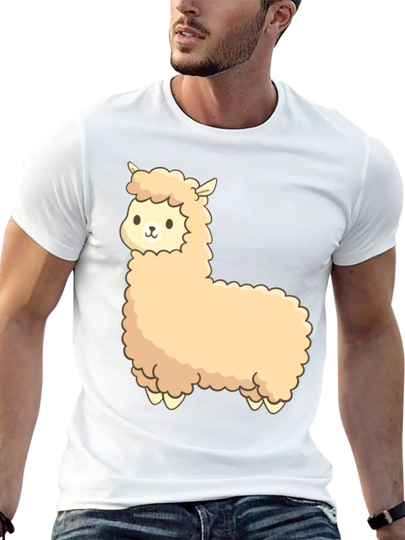 Cute Alpaca Graphic Black T-Shirt