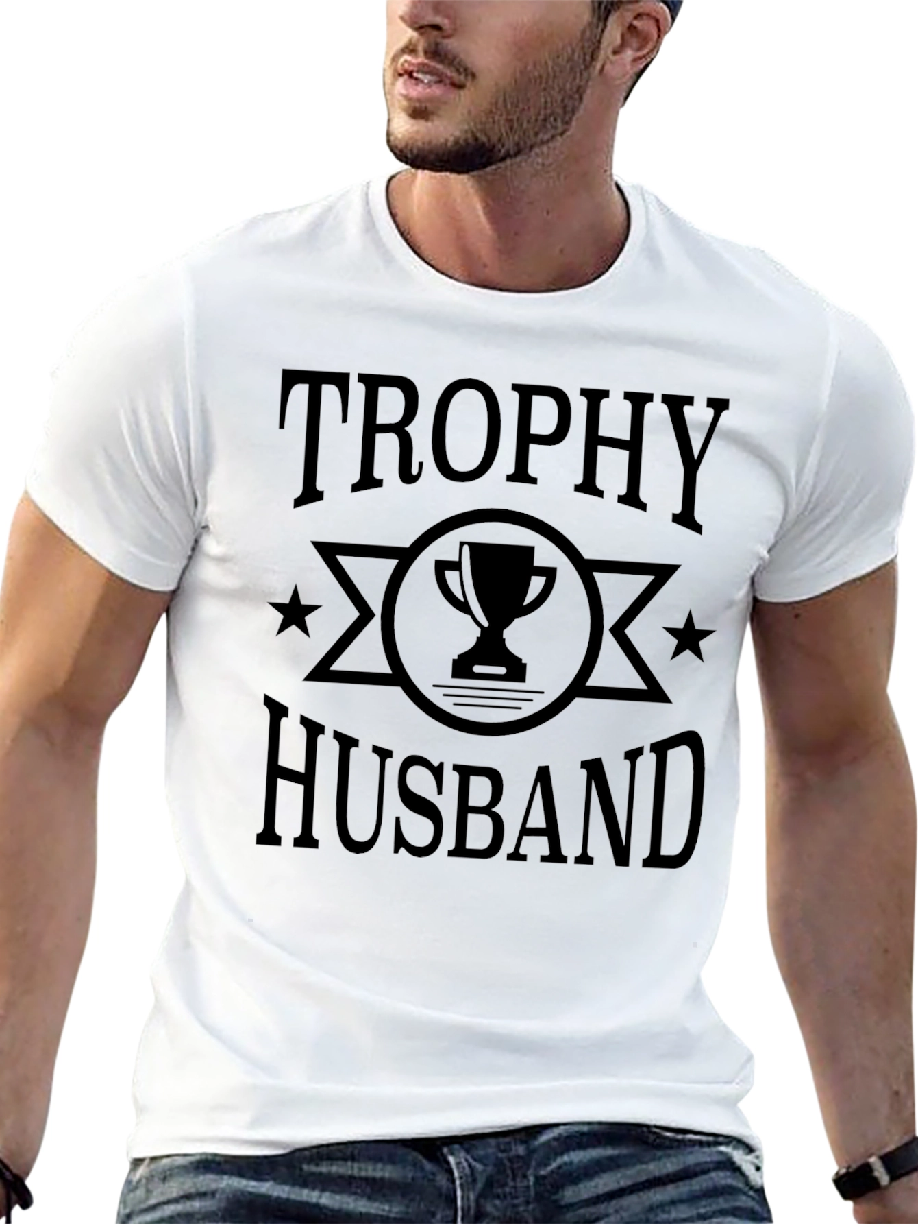 Trophy Husband Graphic Tee - Black Cotton Blend