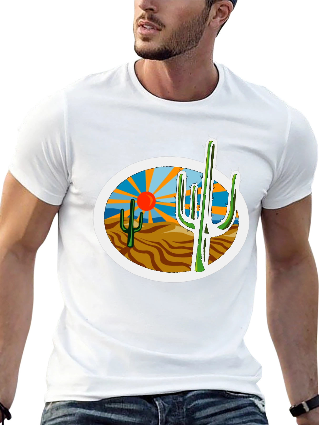 Desert Cactus Graphic Tee - Western Style Shirt