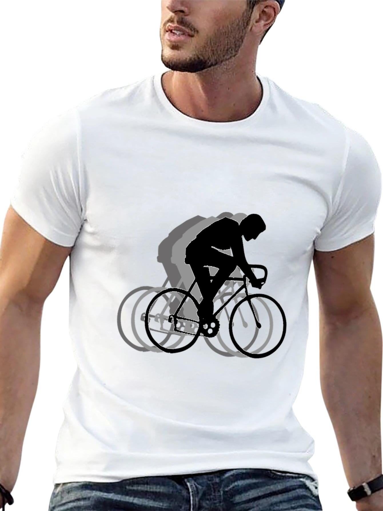 Biker Silhouette Graphic T-Shirt - Black