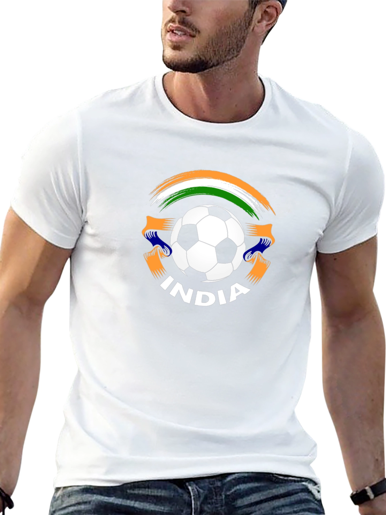India Soccer T-Shirt - Black Jersey with Graphic Print