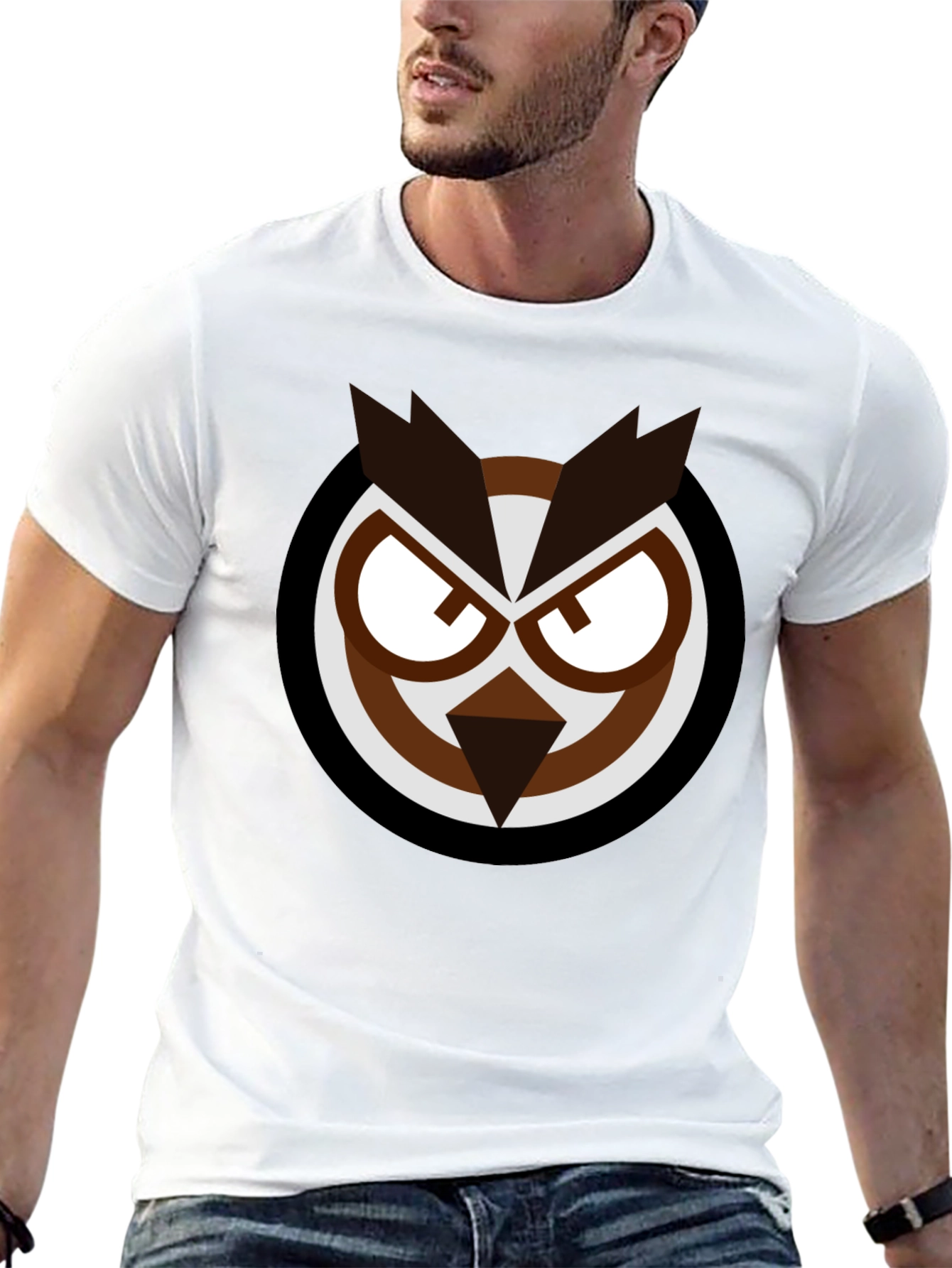 Owl Graphic Print T-Shirt - Black