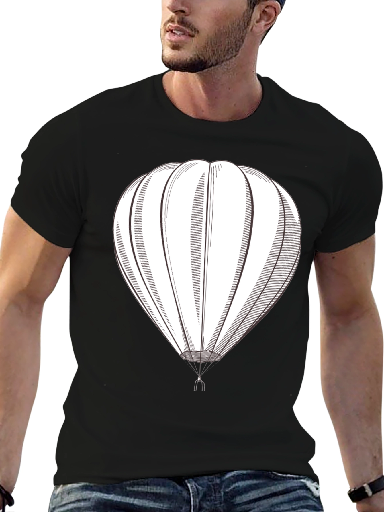 Hot Air Balloon Graphic Tee - Black