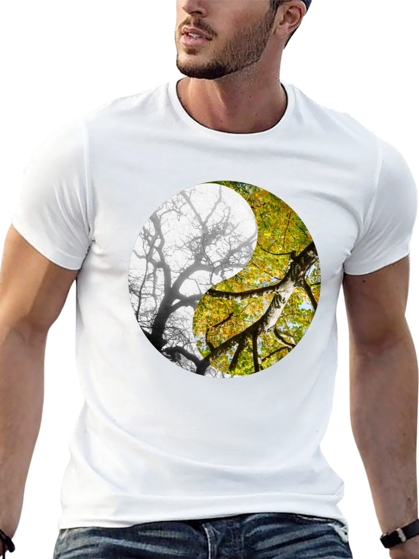 Yin Yang Tree Graphic Tee - Nature Inspired Design