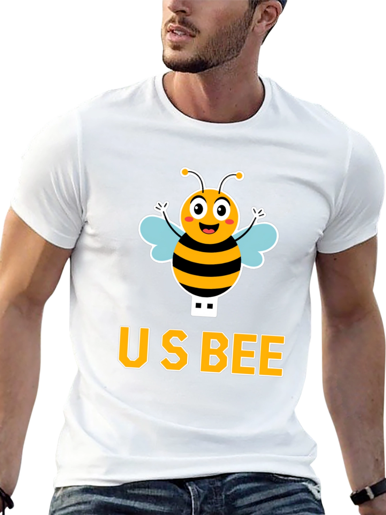 US Bee Graphic T-Shirt - Black Cotton Blend