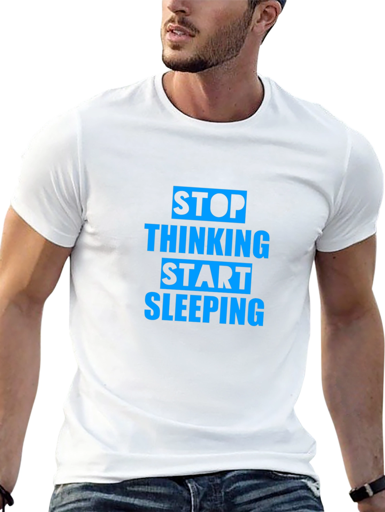 Stop Thinking Start Sleeping Graphic Tee