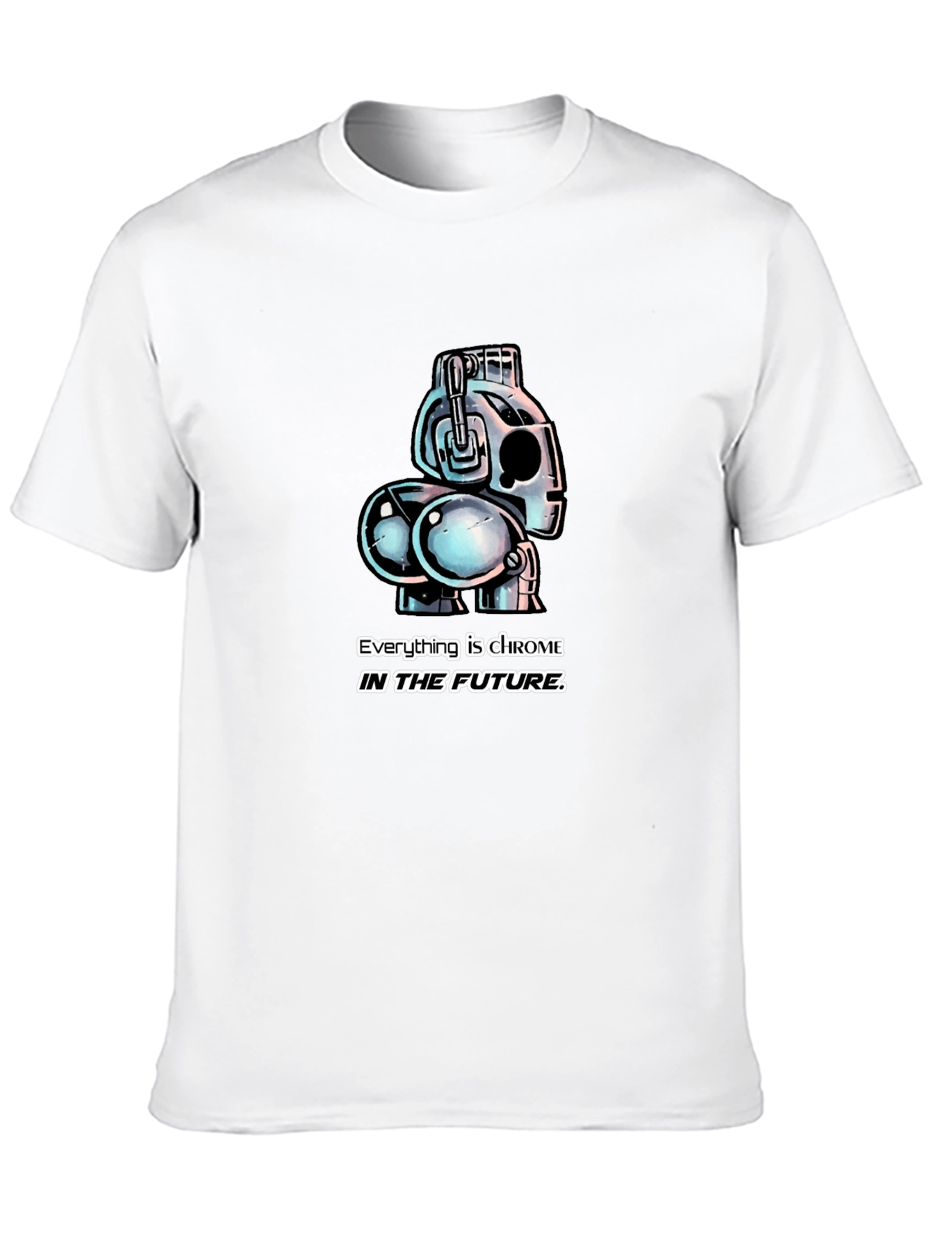 Chrome Future Robot Graphic T-Shirt