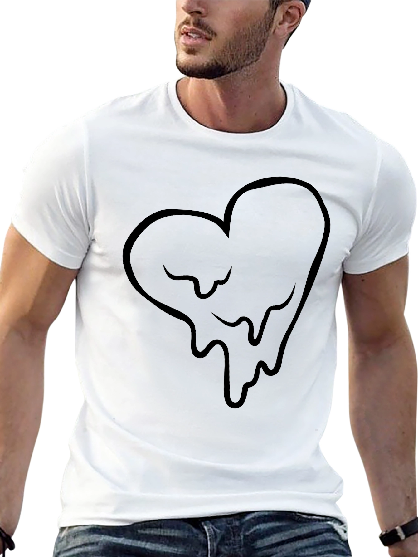 Dripping Heart Graphic Black T-Shirt
