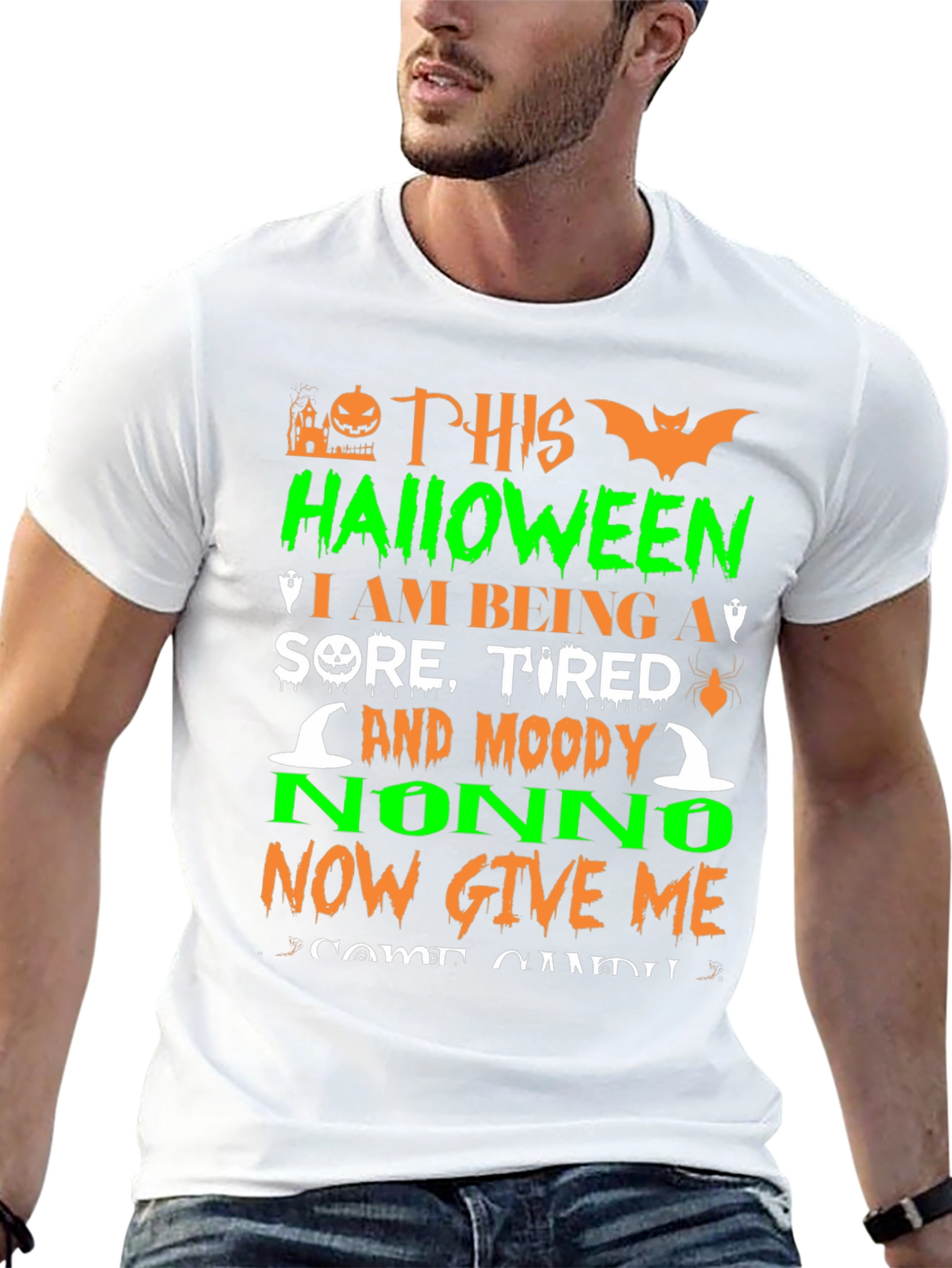 Halloween Nonno T-Shirt: Sore Tired & Moody