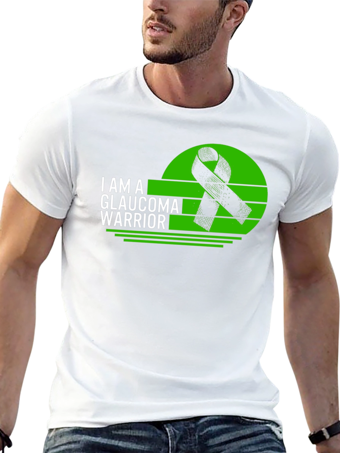 Glaucoma Warrior Awareness T-Shirt - Black Ribbon Design