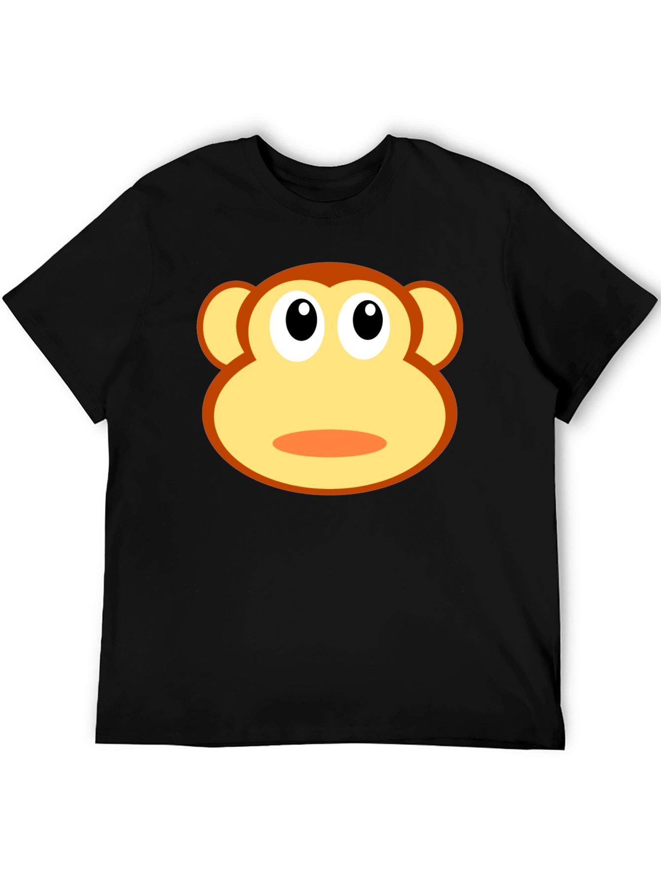 Funny Monkey Face Graphic T-Shirt - Black