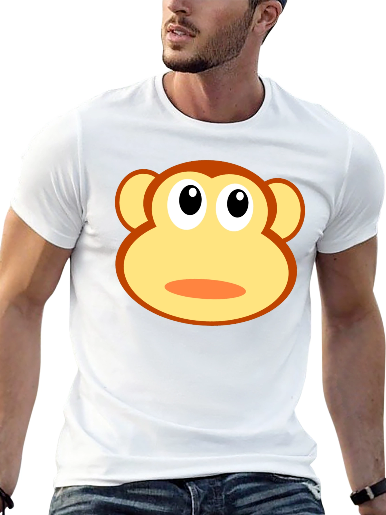 Funny Monkey Face Graphic T-Shirt - Black