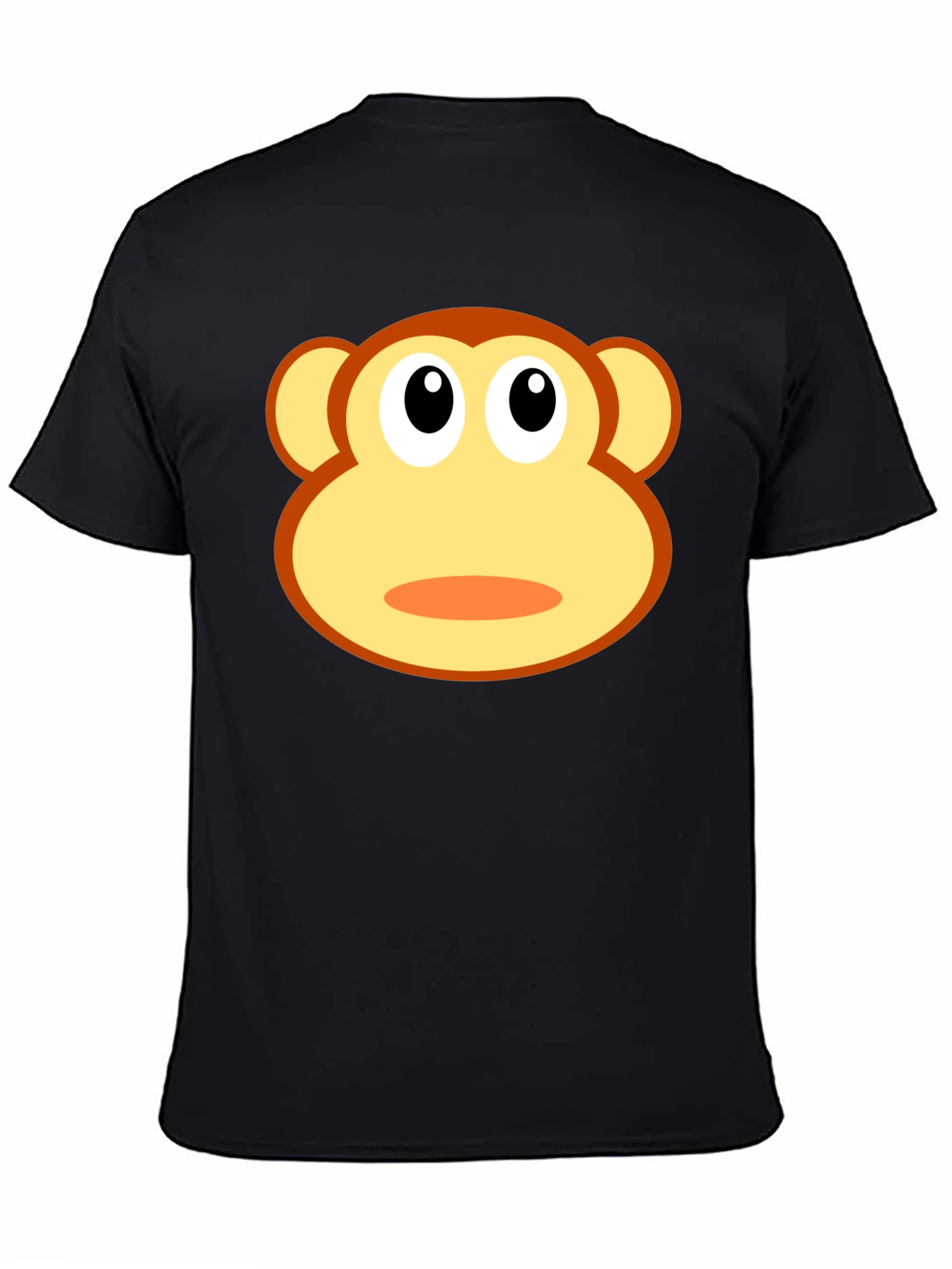 Funny Monkey Face Graphic T-Shirt - Black