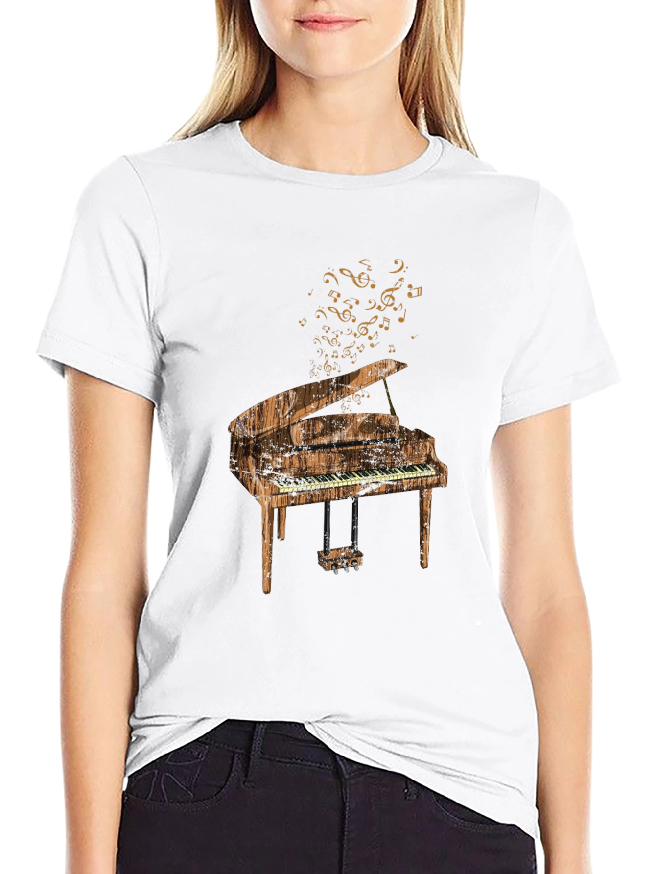 Piano Graphic Tee - Music Lovers Black T-Shirt