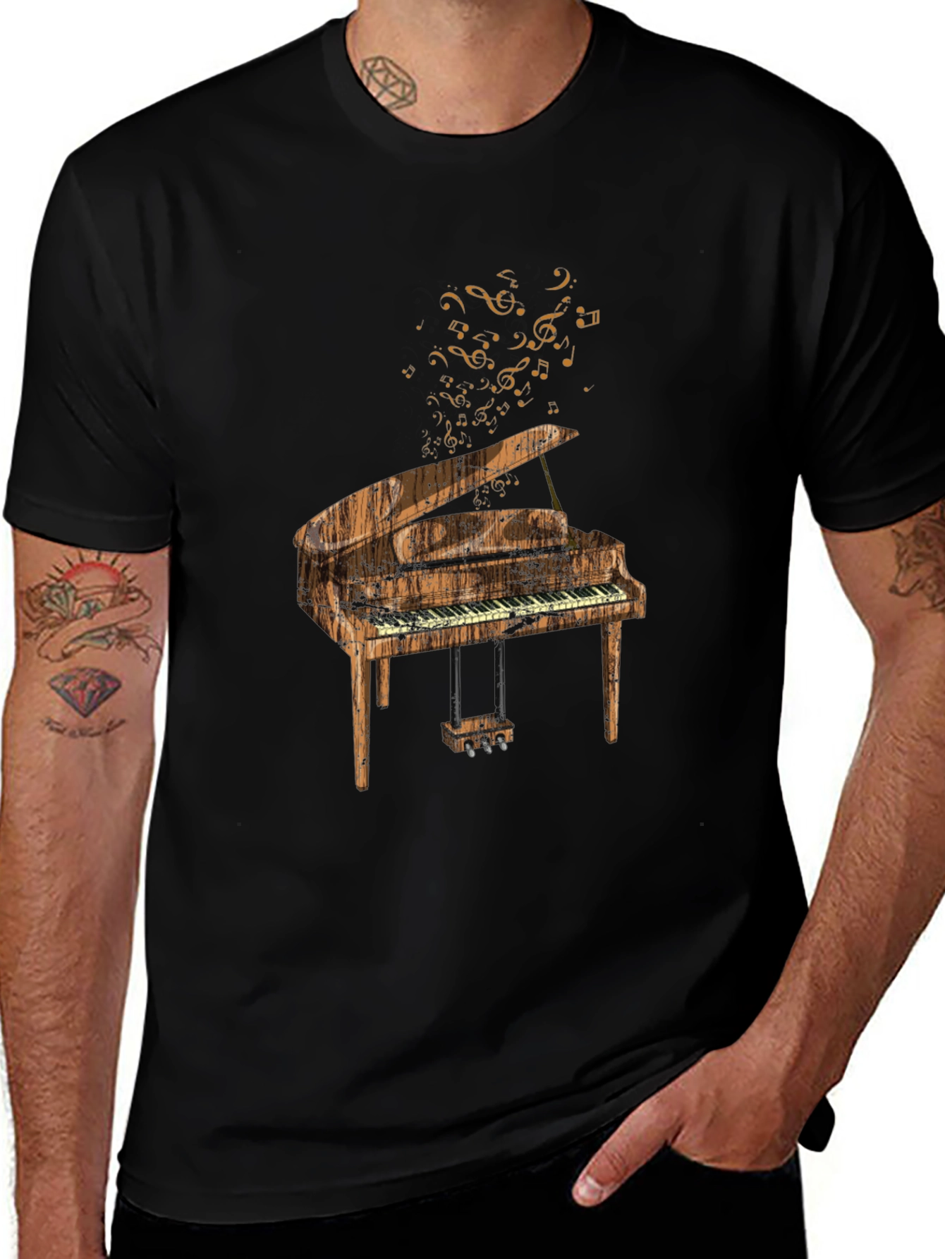 Piano Graphic Tee - Music Lovers Black T-Shirt