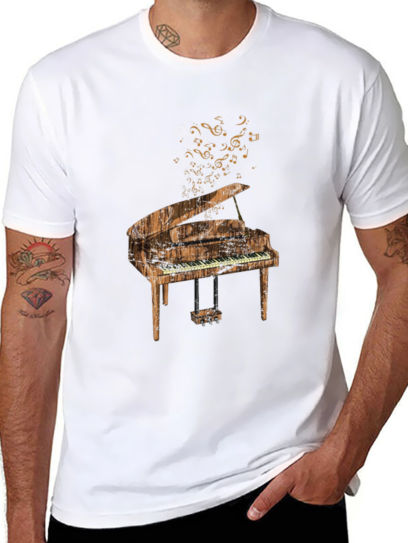 Piano Graphic Tee - Music Lovers Black T-Shirt