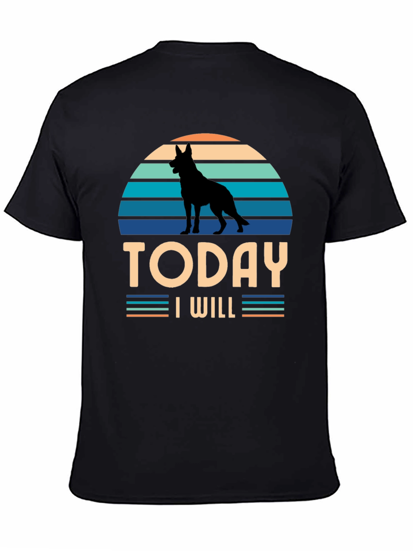 Dog Silhouette Retro T-Shirt - Today I Will