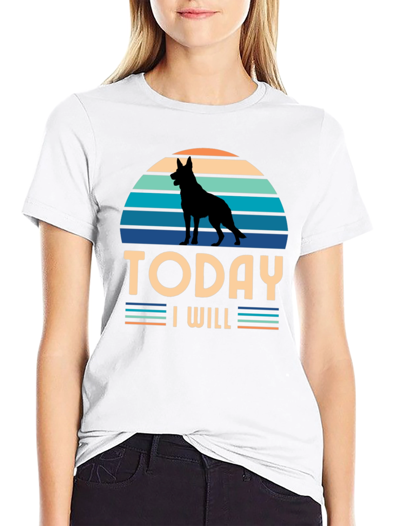 Dog Silhouette Retro T-Shirt - Today I Will
