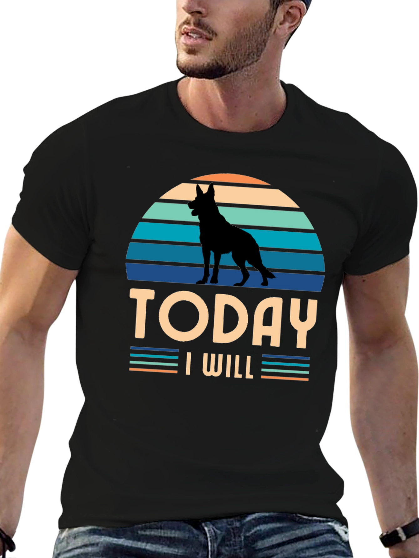 Dog Silhouette Retro T-Shirt - Today I Will