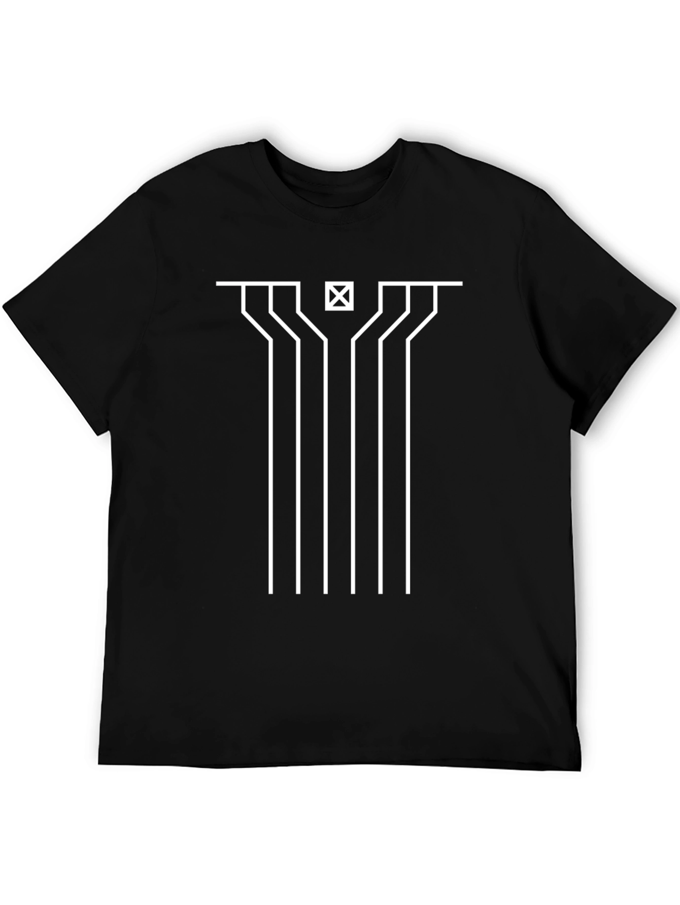 Geometric Graphic Tee - Minimalist Black T-Shirt