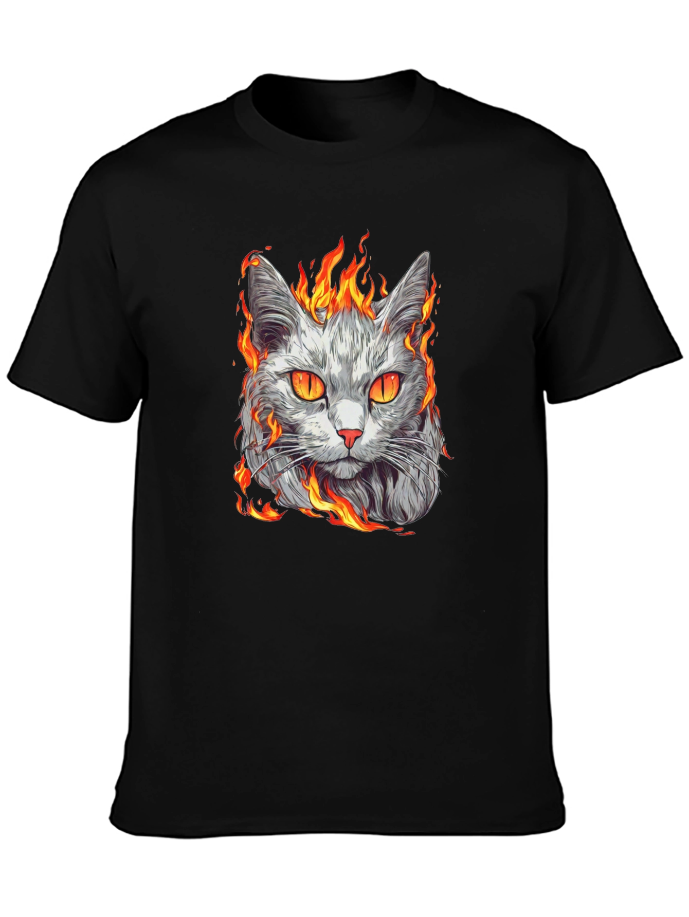 Fiery Cat Graphic T-Shirt