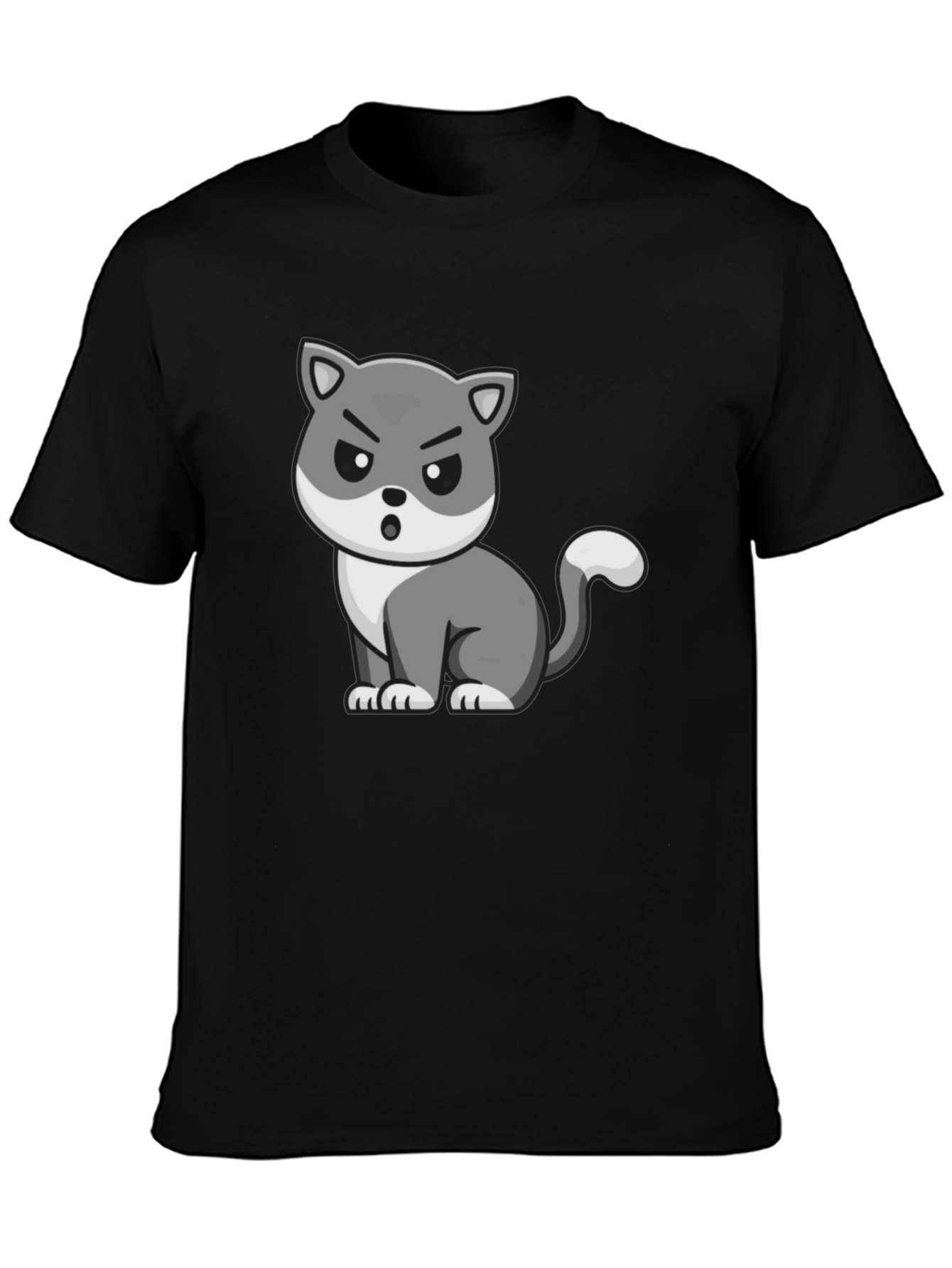 Grumpy Cat Cartoon Graphic Black T-Shirt