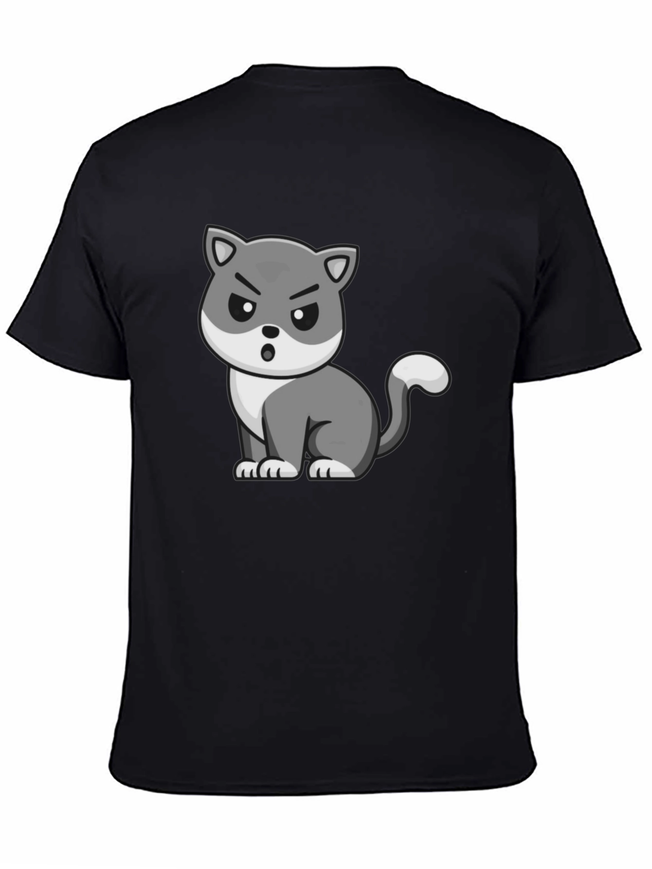 Grumpy Cat Cartoon Graphic Black T-Shirt
