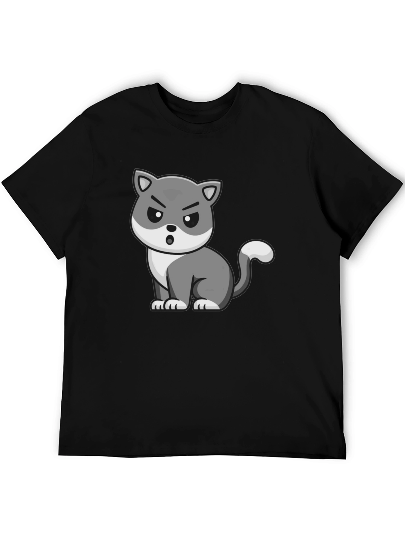 Grumpy Cat Cartoon Graphic Black T-Shirt