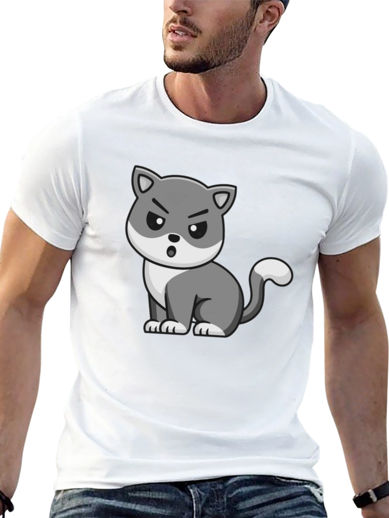 Grumpy Cat Cartoon Graphic Black T-Shirt