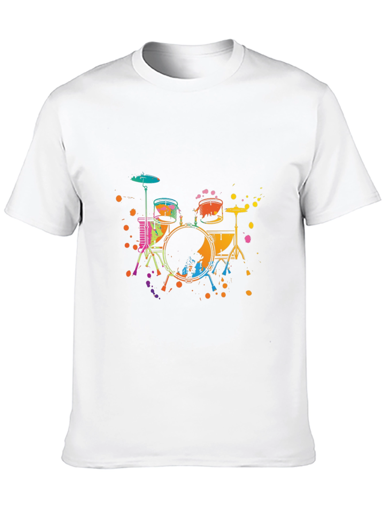 Vibrant Drums Graphic Tee - Black Cotton T-Shirt