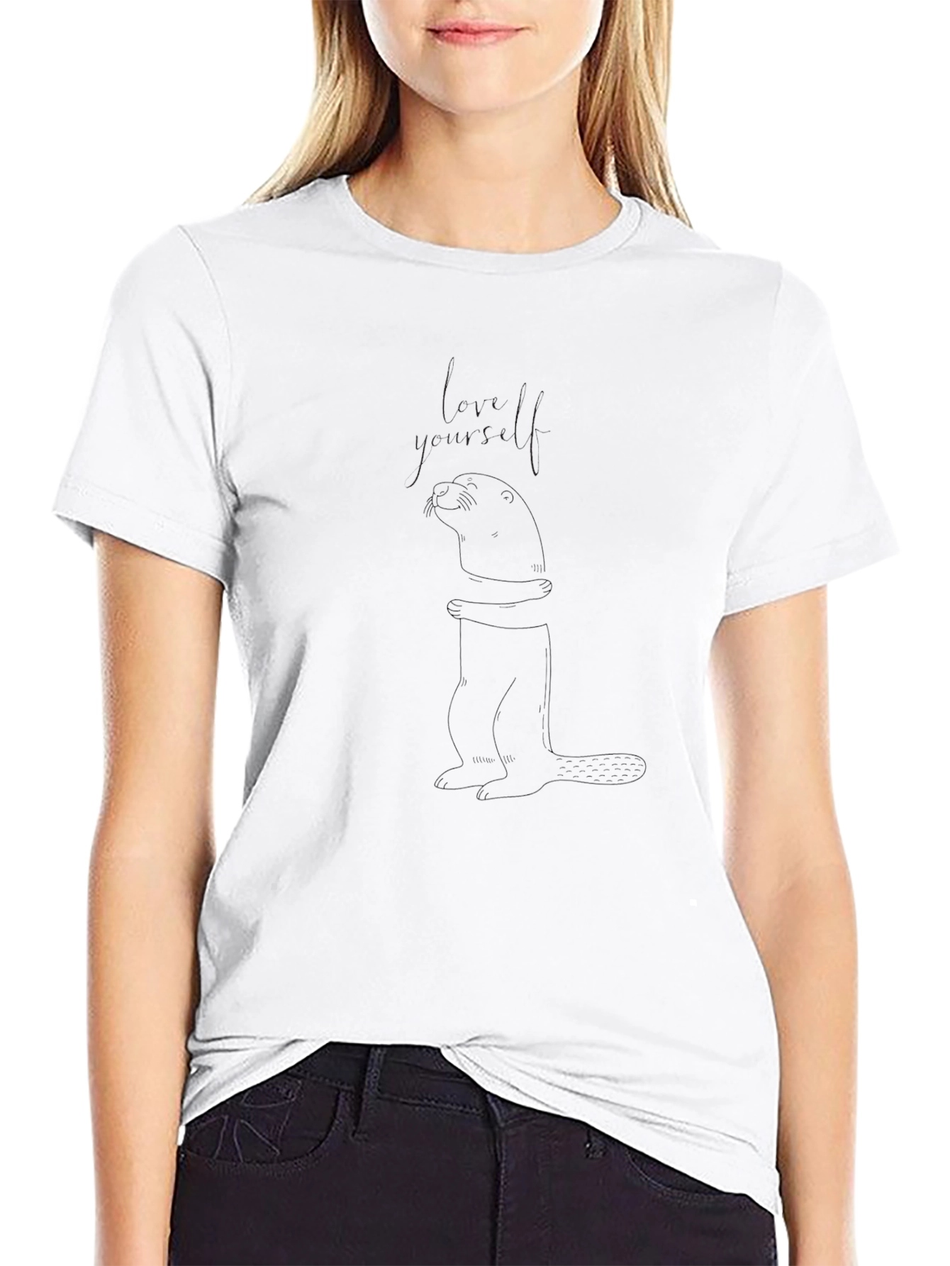 Unisex Black Graphic Tee - Otter Design