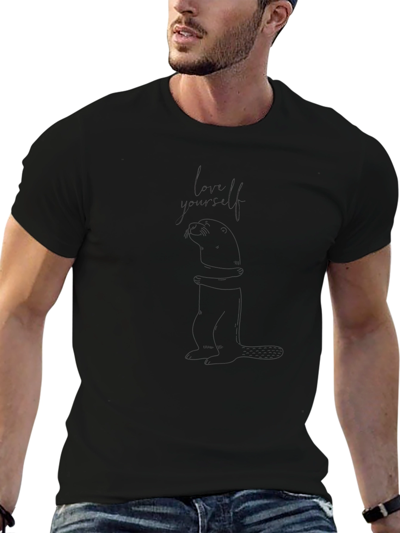 Unisex Black Graphic Tee - Otter Design