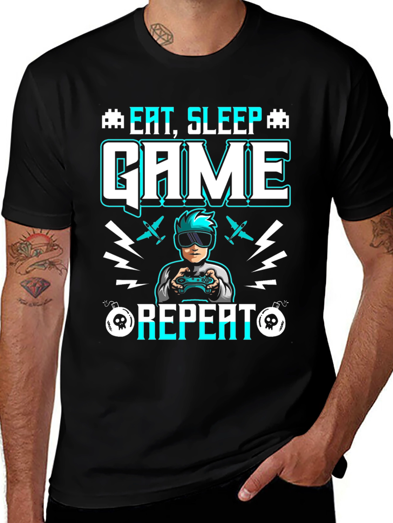 Eat Sleep Game Repeat Graphic Tee