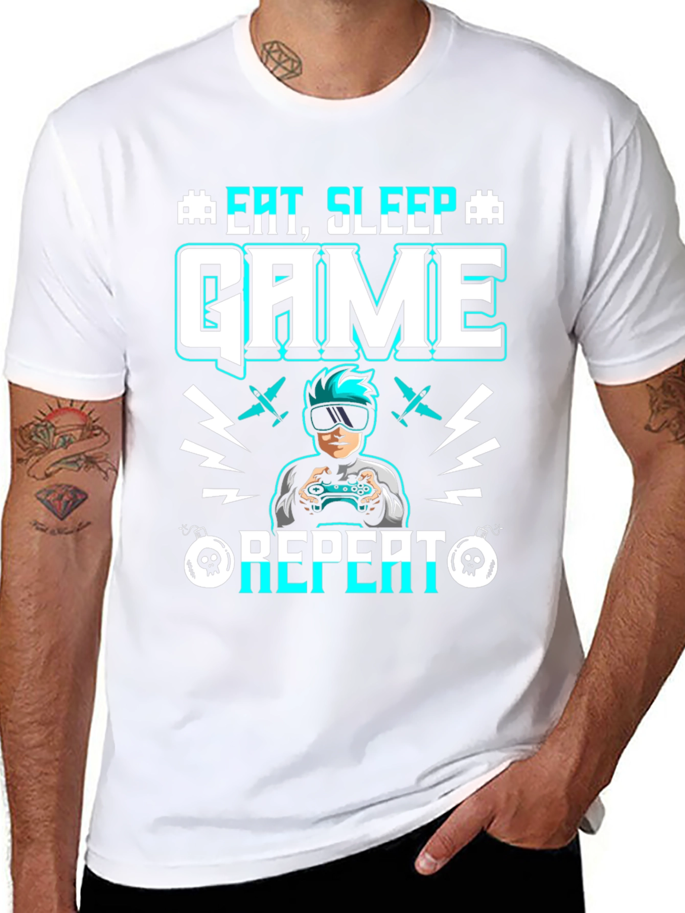 Eat Sleep Game Repeat Graphic Tee