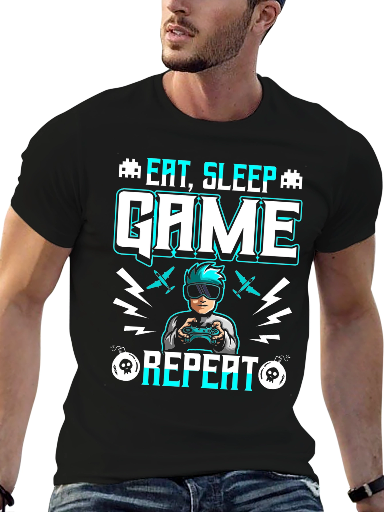 Eat Sleep Game Repeat Graphic Tee