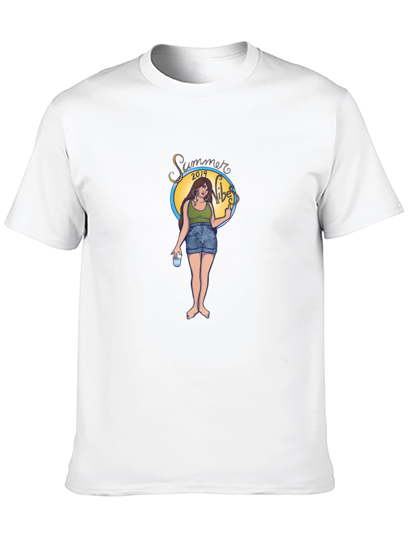 Summer Vibes Graphic Tee - Black Cotton T-Shirt
