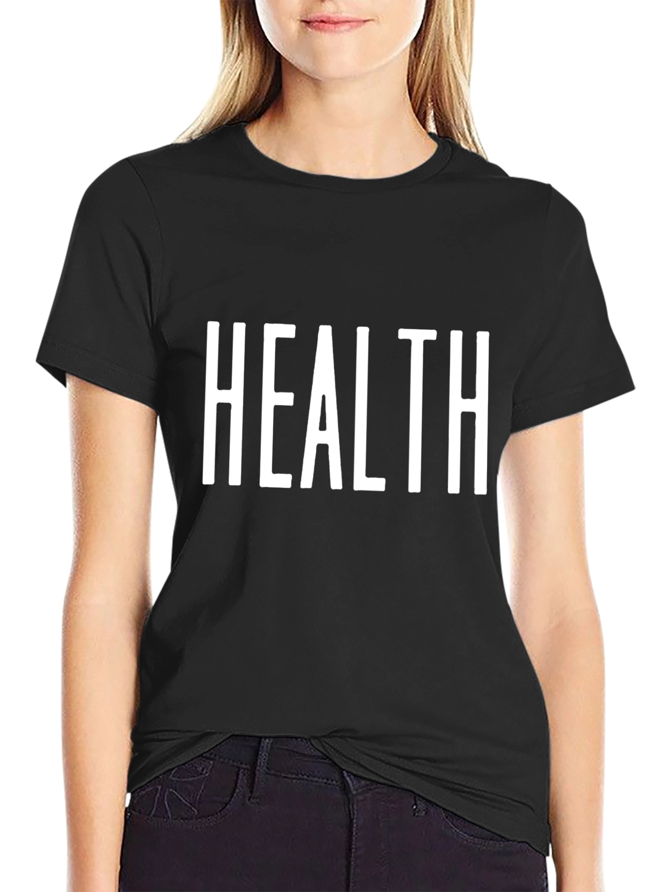 Health Graphic Tee - Mens Black Cotton Blend T-Shirt