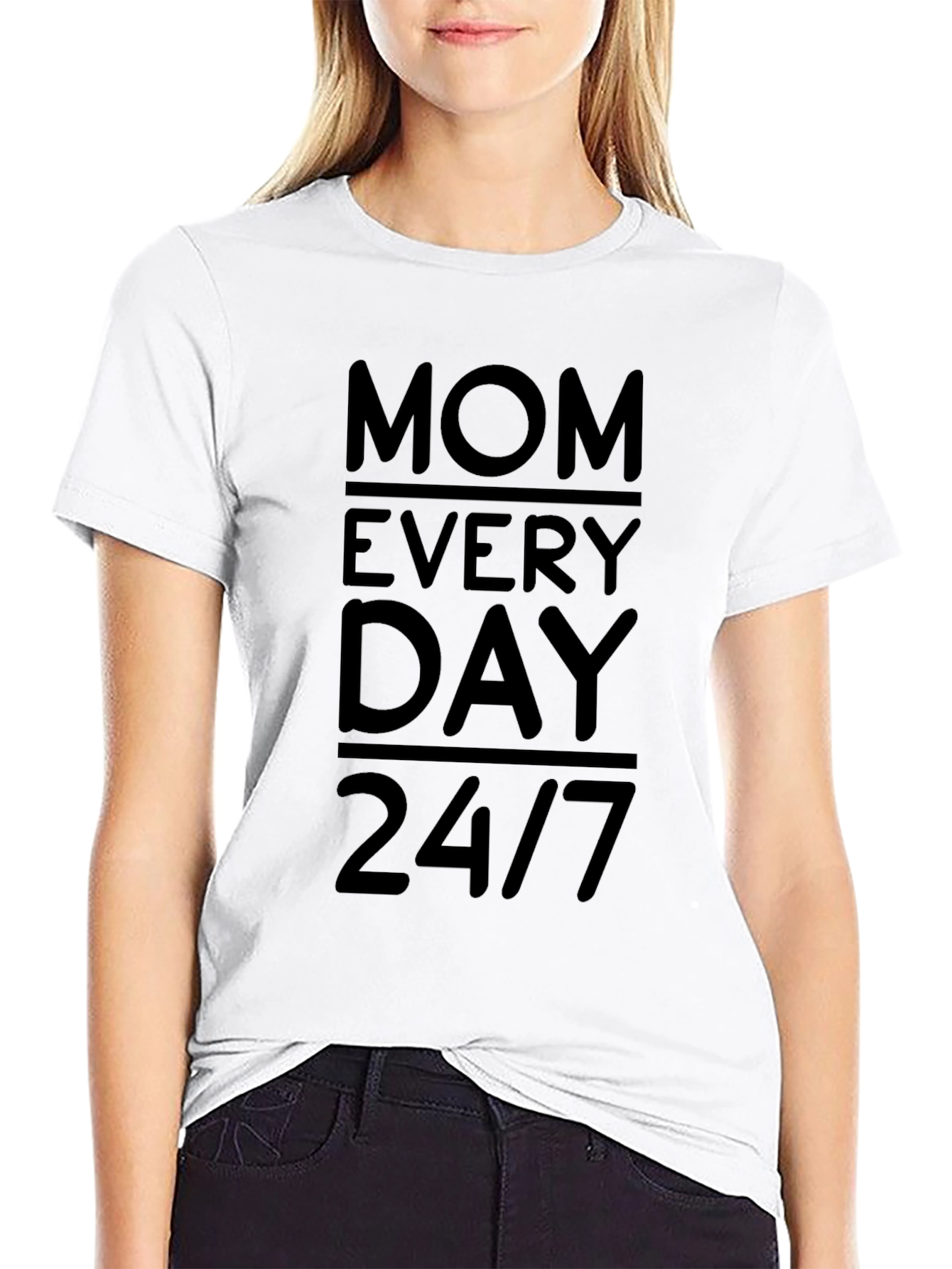 Mom Everyday 24/7 Graphic Tee - Black