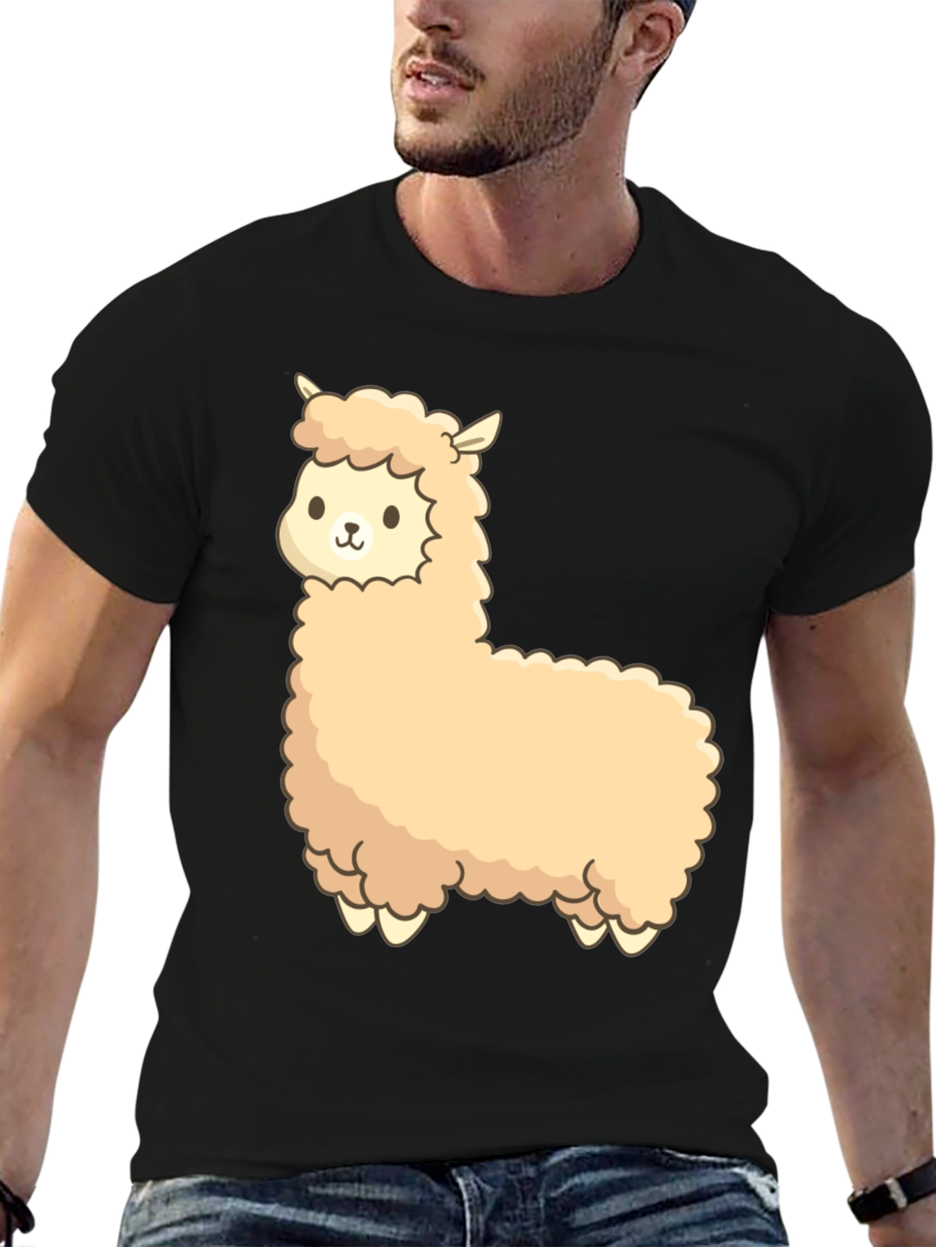 Cute Alpaca Graphic Black T-Shirt