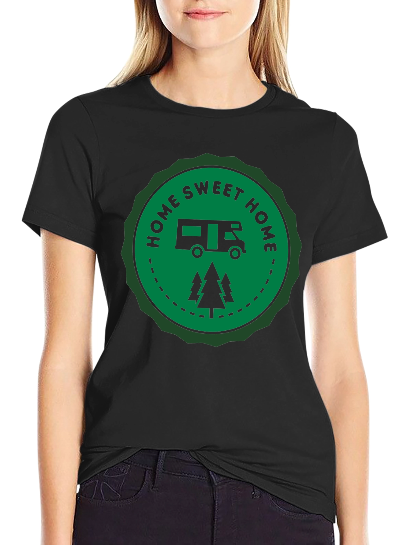 Home Sweet Home Camper Graphic Tee - Black