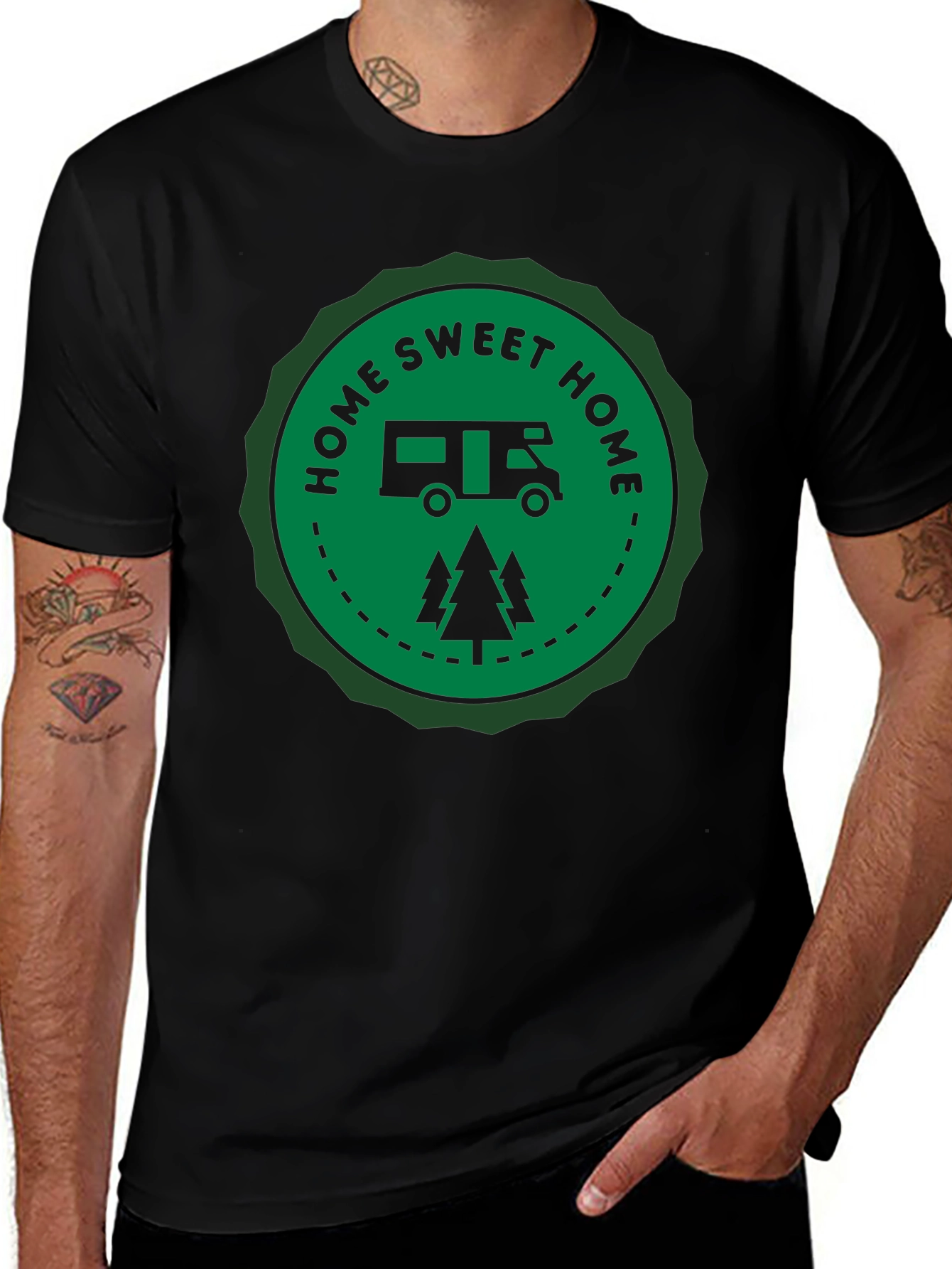 Home Sweet Home Camper Graphic Tee - Black
