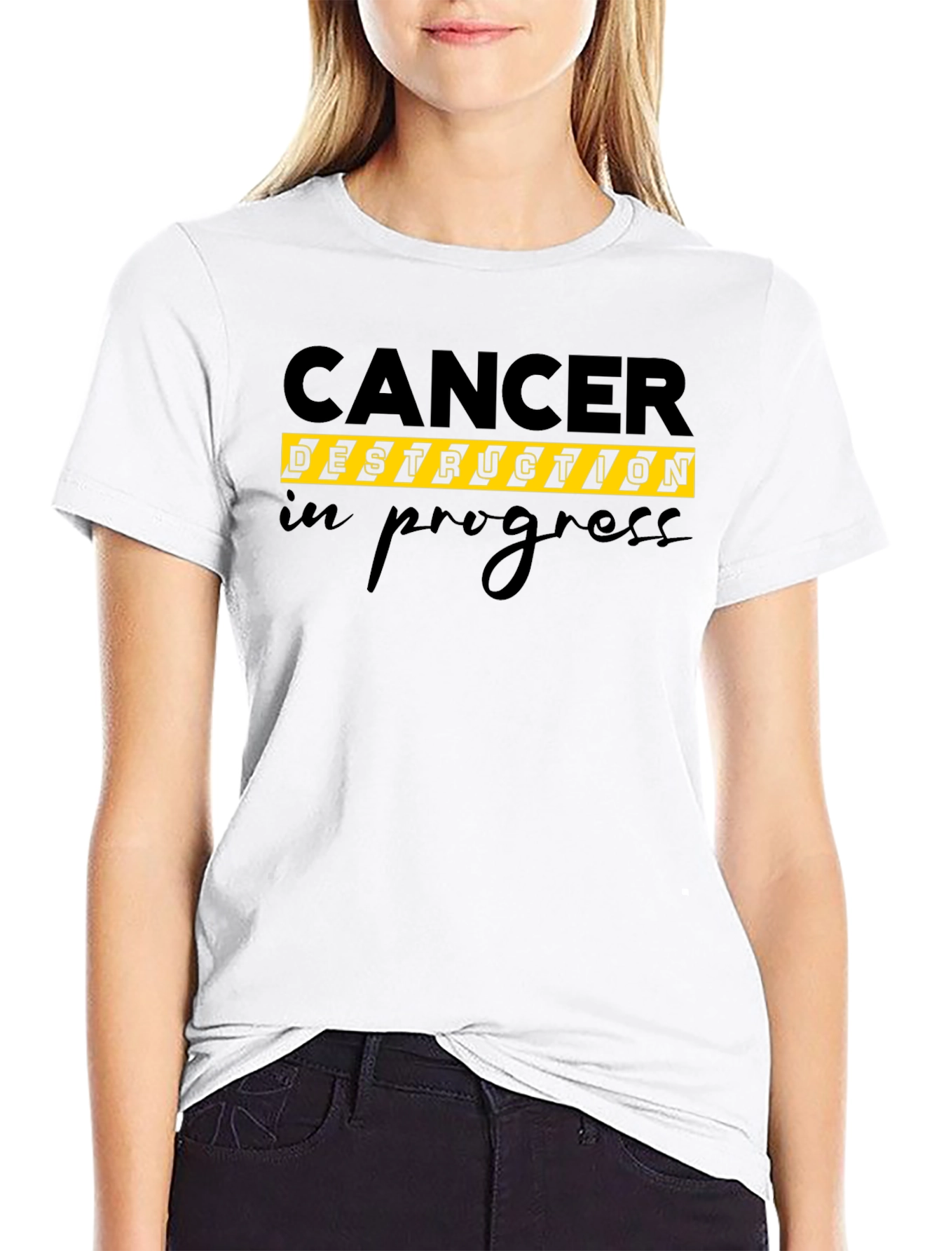 Cancer Destruction In Progress T-Shirt Black Cotton Tee