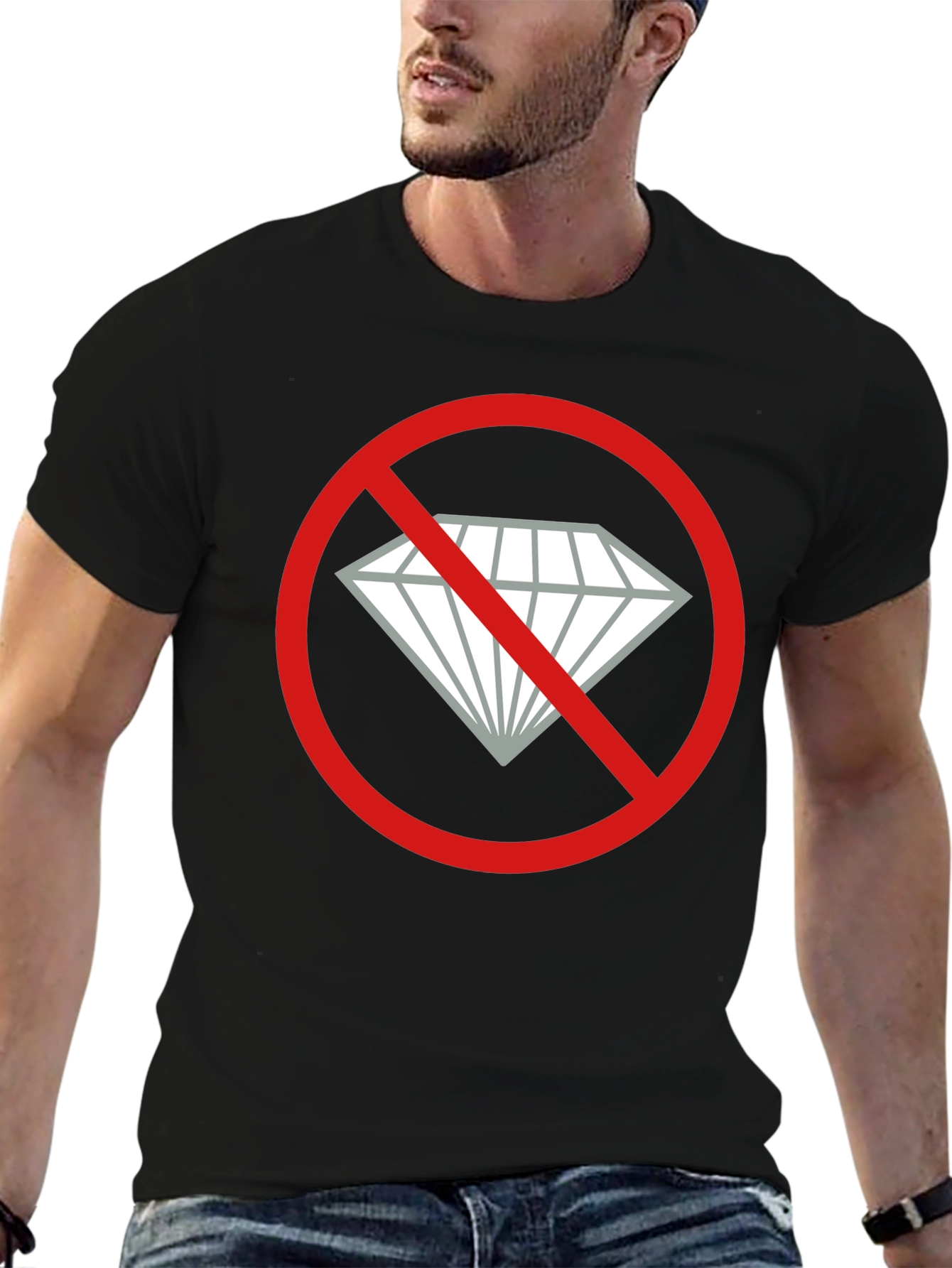 No Diamonds Graphic Tee - Black Cotton T-Shirt