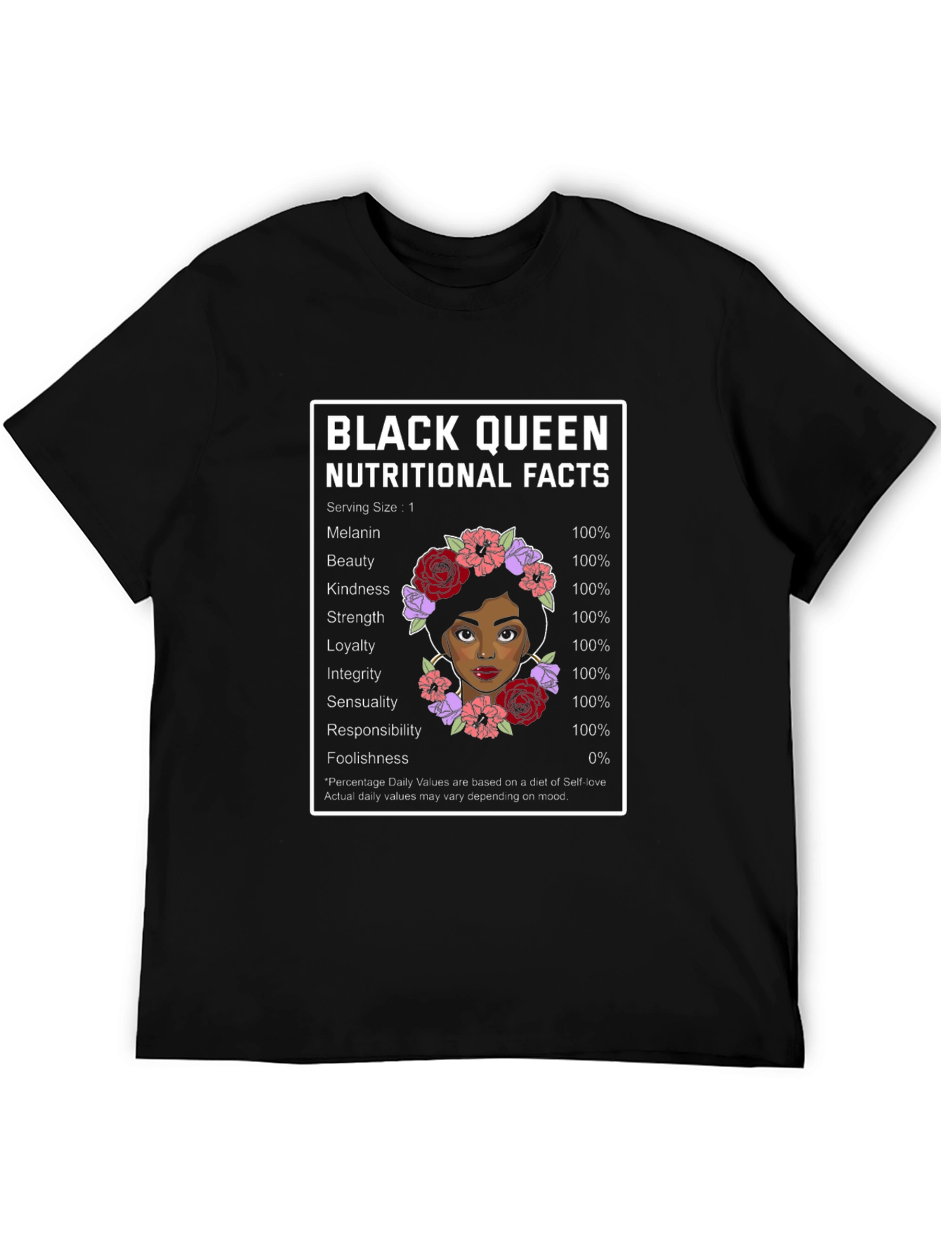 Black Queen Nutritional Facts Graphic Tee