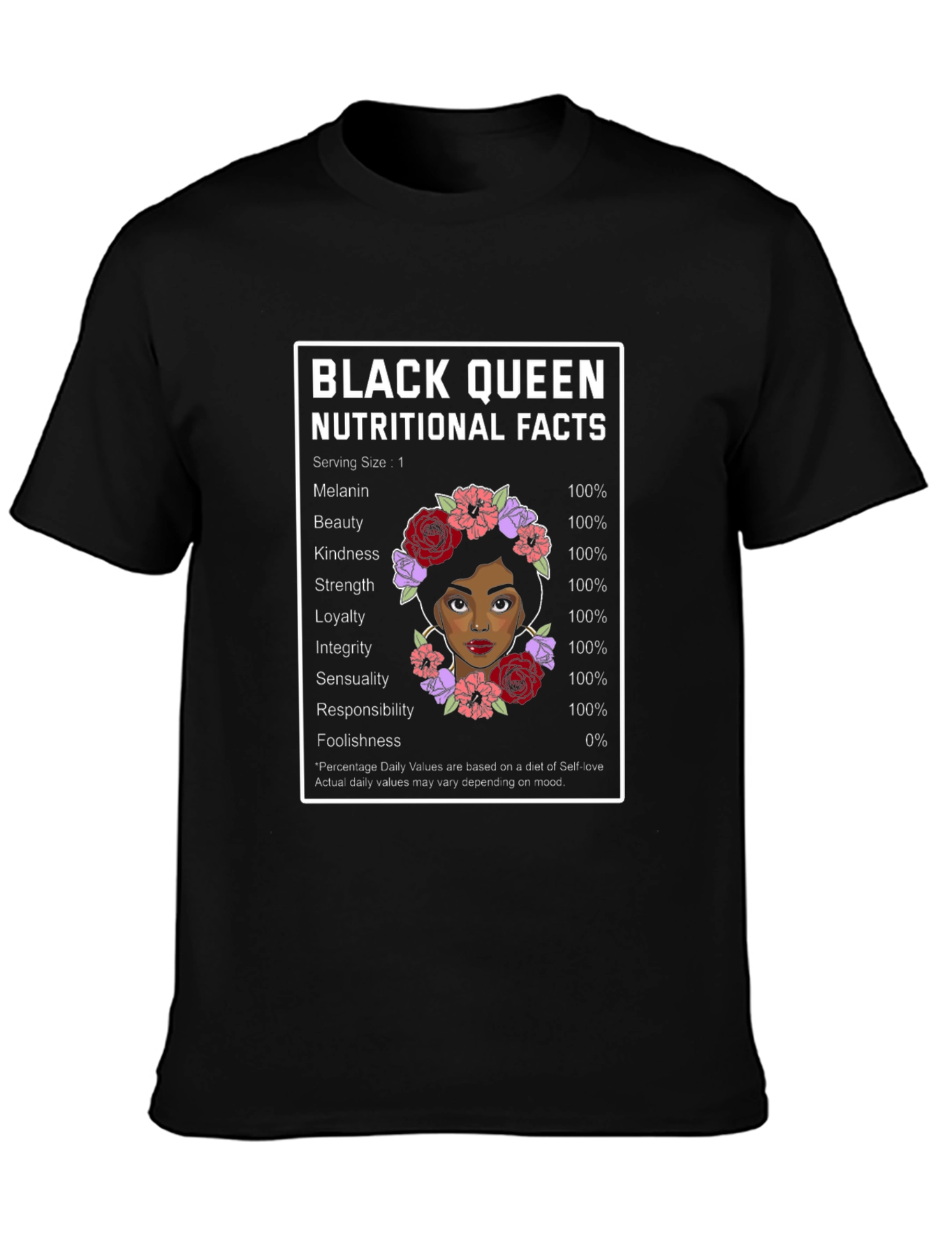 Black Queen Nutritional Facts Graphic Tee