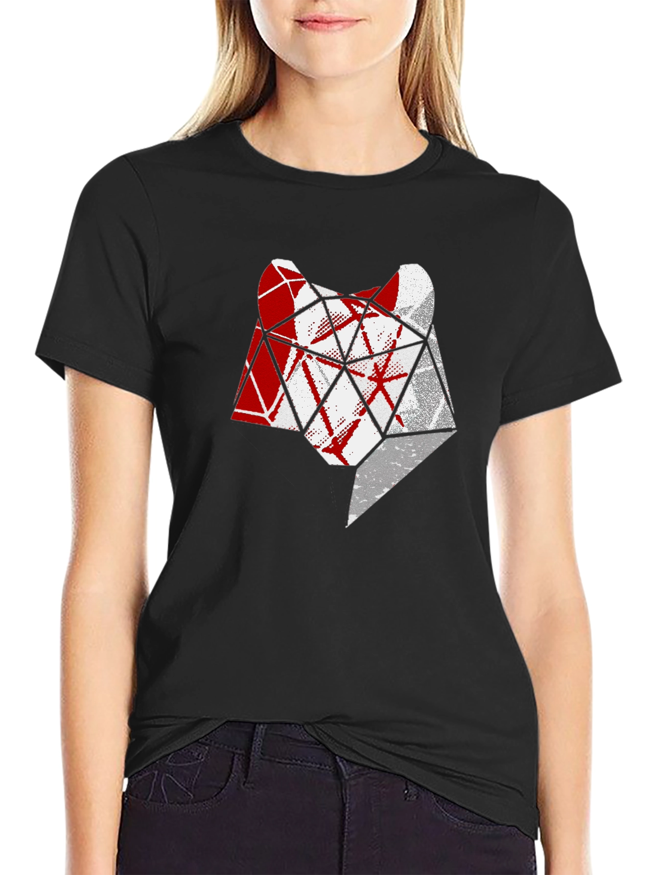 Geometric Wolf Head T-Shirt - Modern Graphic Tee