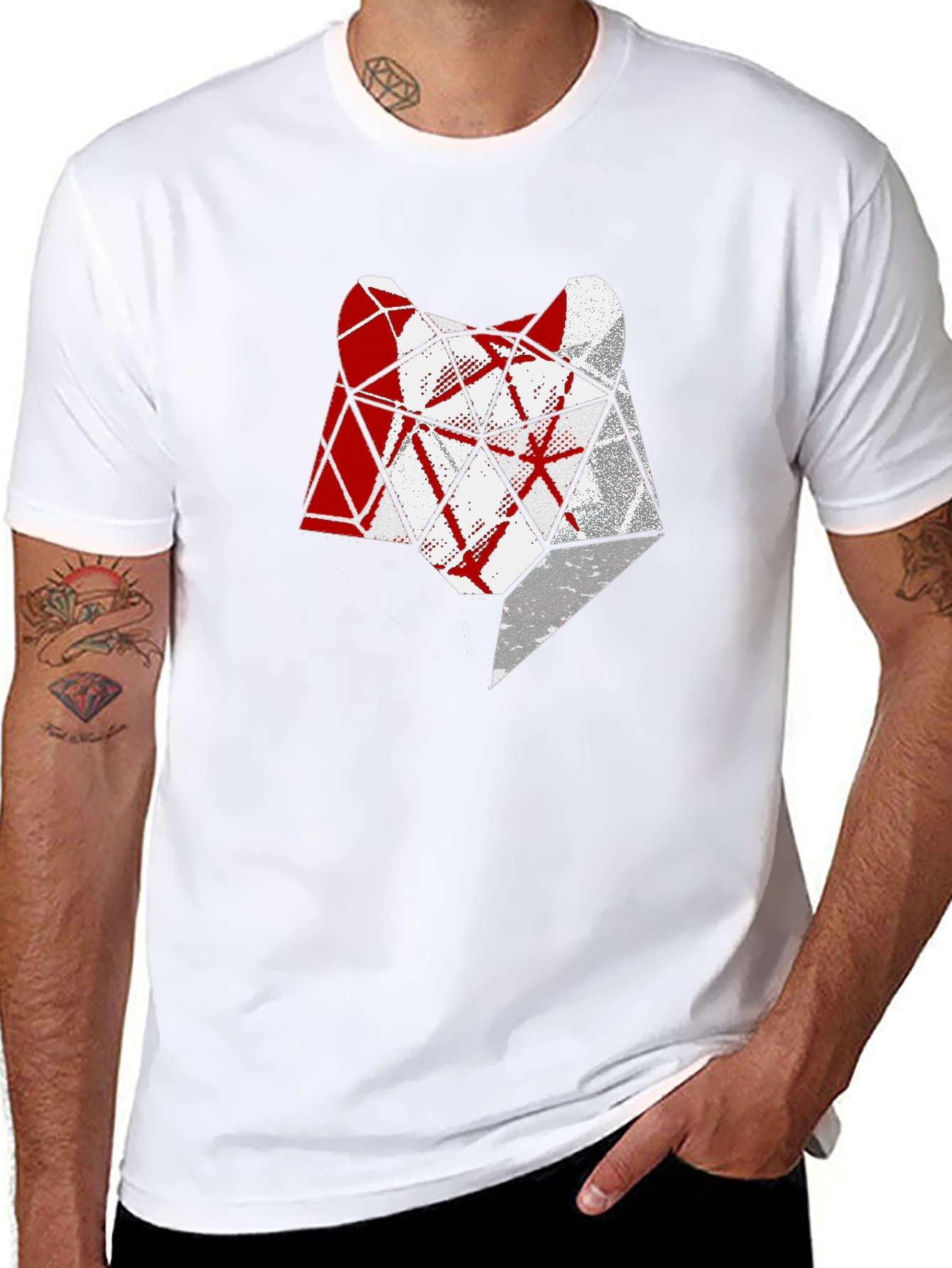 Geometric Wolf Head T-Shirt - Modern Graphic Tee
