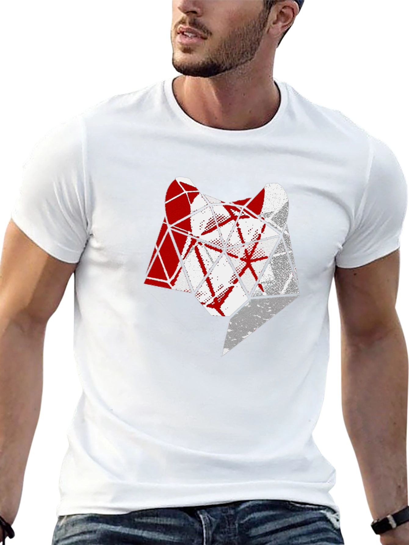 Geometric Wolf Head T-Shirt - Modern Graphic Tee