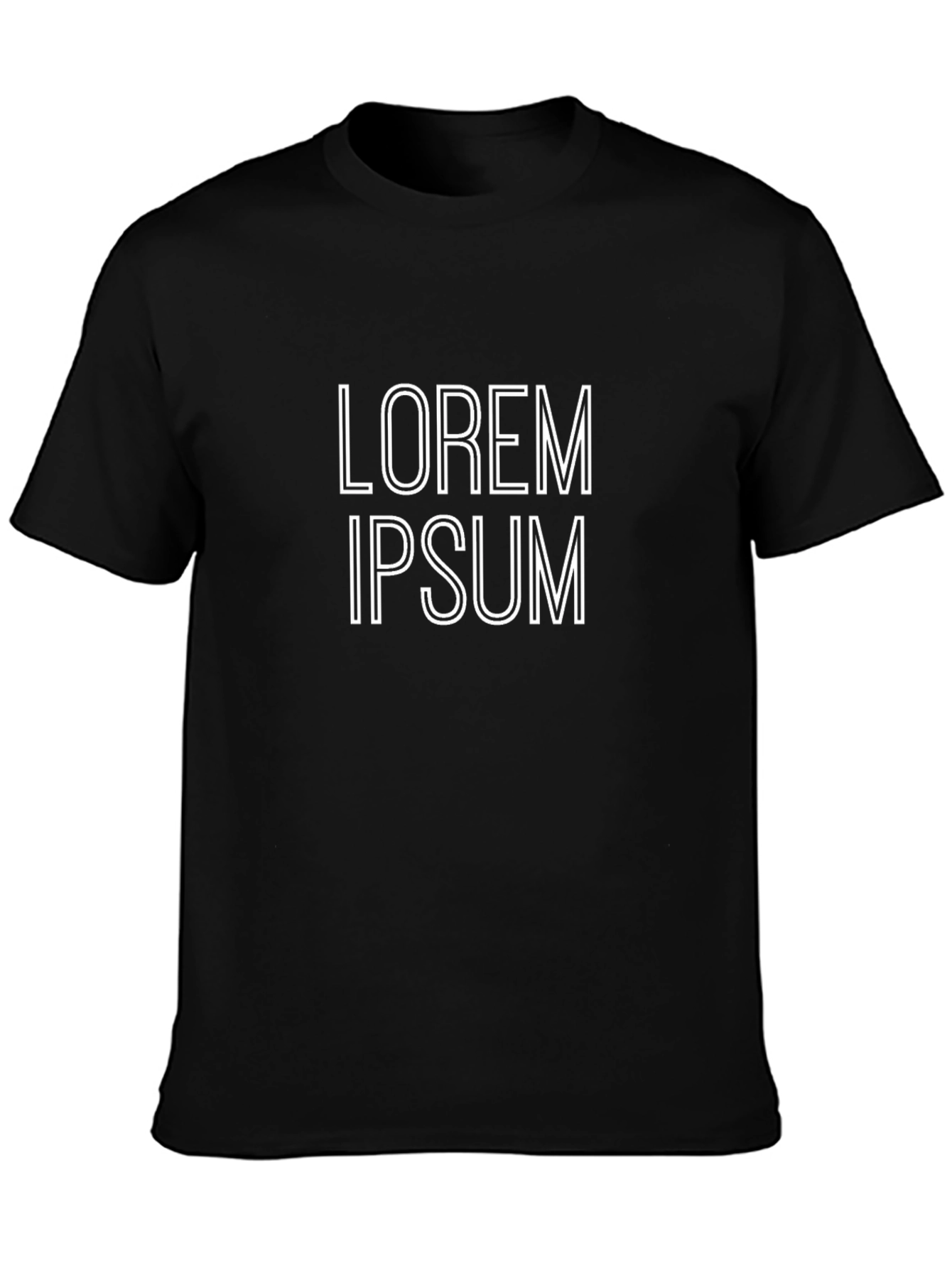Classic Black T-Shirt with White Lorem Ipsum Design