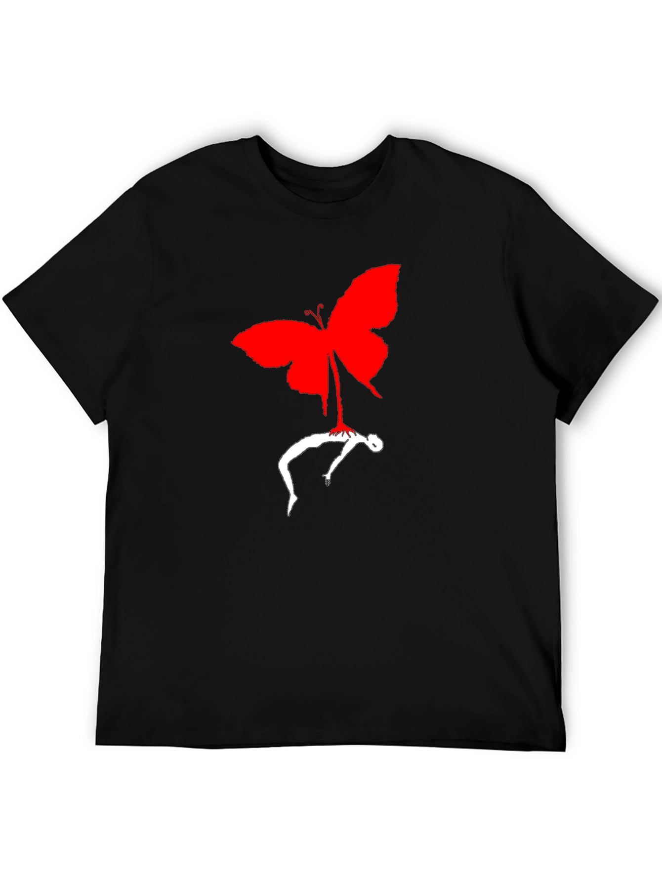 Butterfly Silhouette Graphic Tee - Black